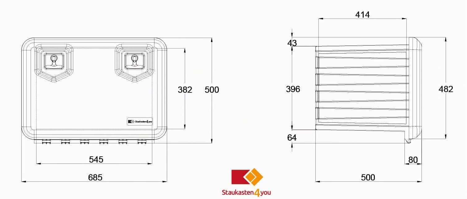 LKW Staukasten 685x503x500mm Staubox Kunststoff 109 ltr Deichselbox Daken A110