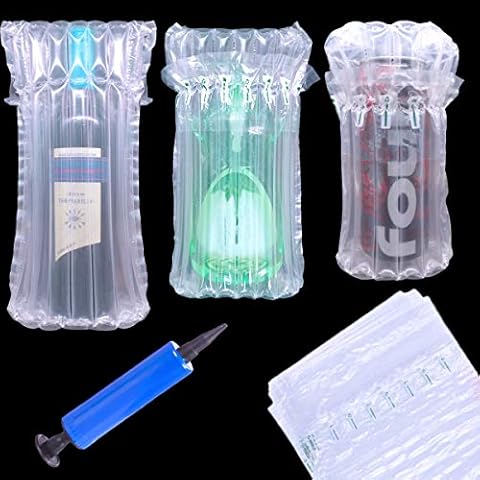 25 Pack Wine Bottle Protector, Inflatable Air Column Cushioning Sleeves Packaging, Anti-schock Glass Bottles Packaging Bags, Bubble Cushion Wrap Glass Sleeves for Safety Shipping in Transport Cover