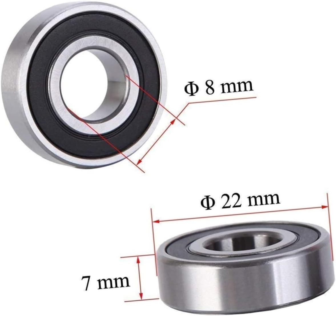 Bearings, 40 Pcs 608 608 2 Wheel Bearing Foot Car Pump Bearings Skateboarding Skates Inline Bearings -9 Wheel Bearing Deep Groove Bearing Scooters Bearing Skateboard Wheel Bearing Black,High Hardness
