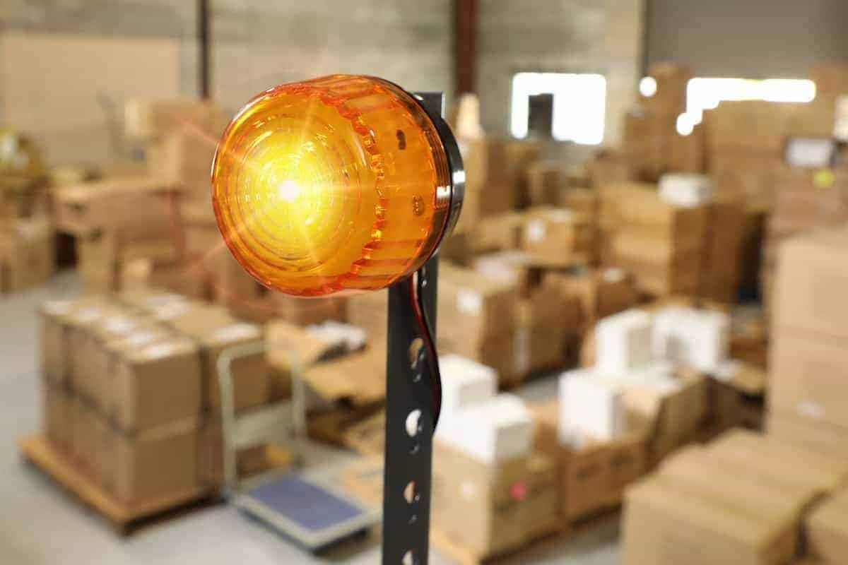 Safeguard Supply | Wireless Motion Sensor Door Entry Alert Chime for Business - Bright Flashing Strobe & Loud Receiver | Warehouse Retail Office