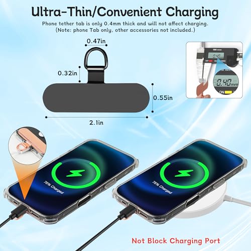 2Pcs Phone Tether Tab, Metal Sticky-Free Phone Lanyard Triangle-black+silver - 第 17/55 張圖片