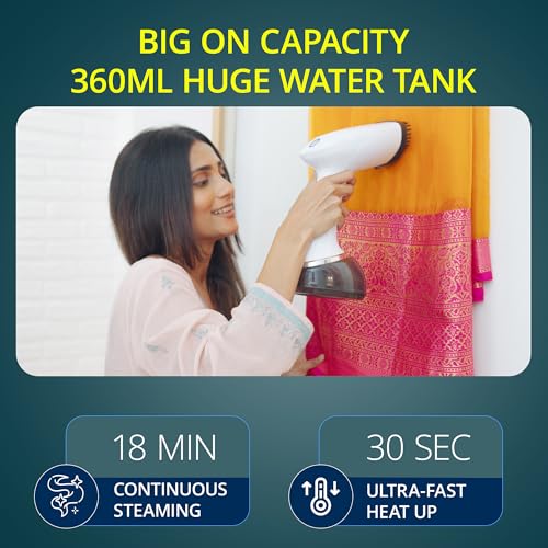 Image of Balzano Garment Steamer 1700W for Clothes | Portable Handheld Steamer Iron | 360ml Tank, 30s Heat-Up, 28g Continuous Steam (White)