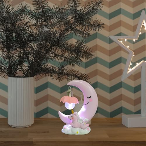 Lámpara de Mesa de Noche de Resina con Diseño de Luna Rosa miniatura 6