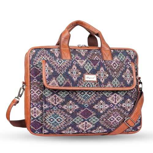 Image of Bagneeds Printed Febric With PU Leather Formal /Casual Office Laptop Messenger Bag For Men and Women