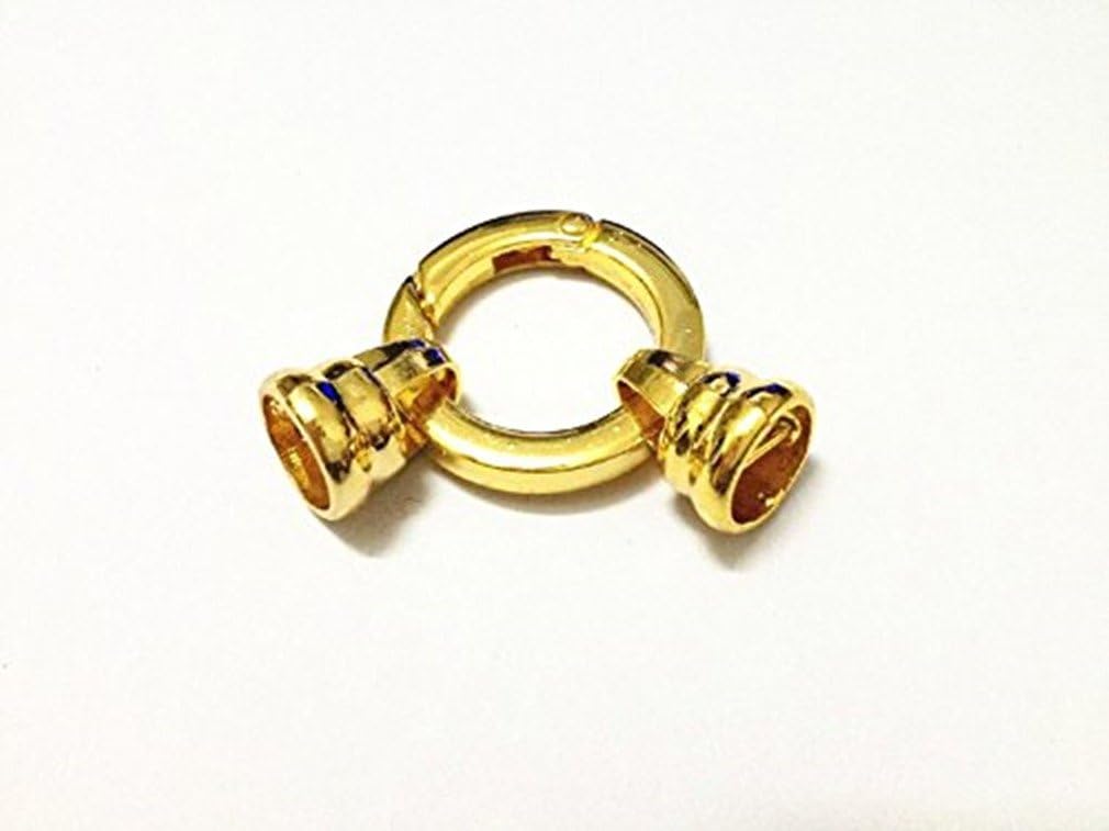 20set Gold Tone Round Clasps Bar Inside End Caps with Inner Hole 9mm Jewelry Making Findings