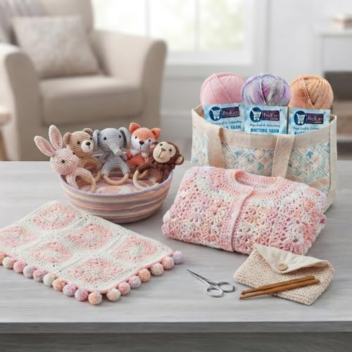 Image of ProKart - 4 Ply Plush & Cuddly for Knitting & Crochet | Pastel Yarn for Baby Toys & DIY Crafts | 100g, Pack of 4 (Baby Pink, Lavender, White, Peach)