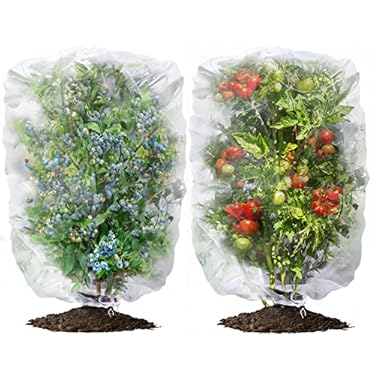 AMAZON - OGORI 2 Pack Garden Plant Netting Bird Barrier Mesh Covers Bags with Drawstring – 3.2 Ft x 4.9 Ft Bug Netting Plant Protection Insect Netting for Blueberry Tomato Vegetables Fruits Tree