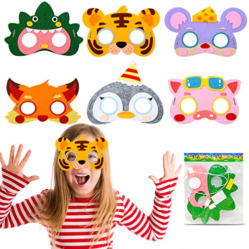Máscaras de Fieltro para Niños, 6 Pack Máscaras de Animal de Fieltro Máscaras de Fieltro Infantiles DIY Máscaras de Cosplay Mascaras Superheroes Niños para Halloween Cosplay Dress Up Party Favors Cover
