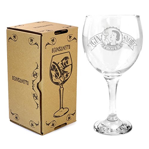 Ginsanity 22oz (645ml) Gin & Tonic Balloon Glass & Giftbox - Proper Gin Snob (Female)