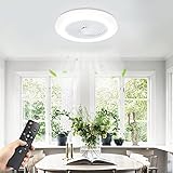 DRNANLIT Ceiling Fan With Lights Remote Control,Modern 22'' LED Semi Flush Mount Ceiling Fan...