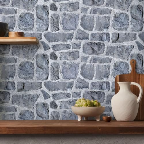 Paneles de pared 3D autoadhesivos estilo piedra gris para decoración DIY en casa 3