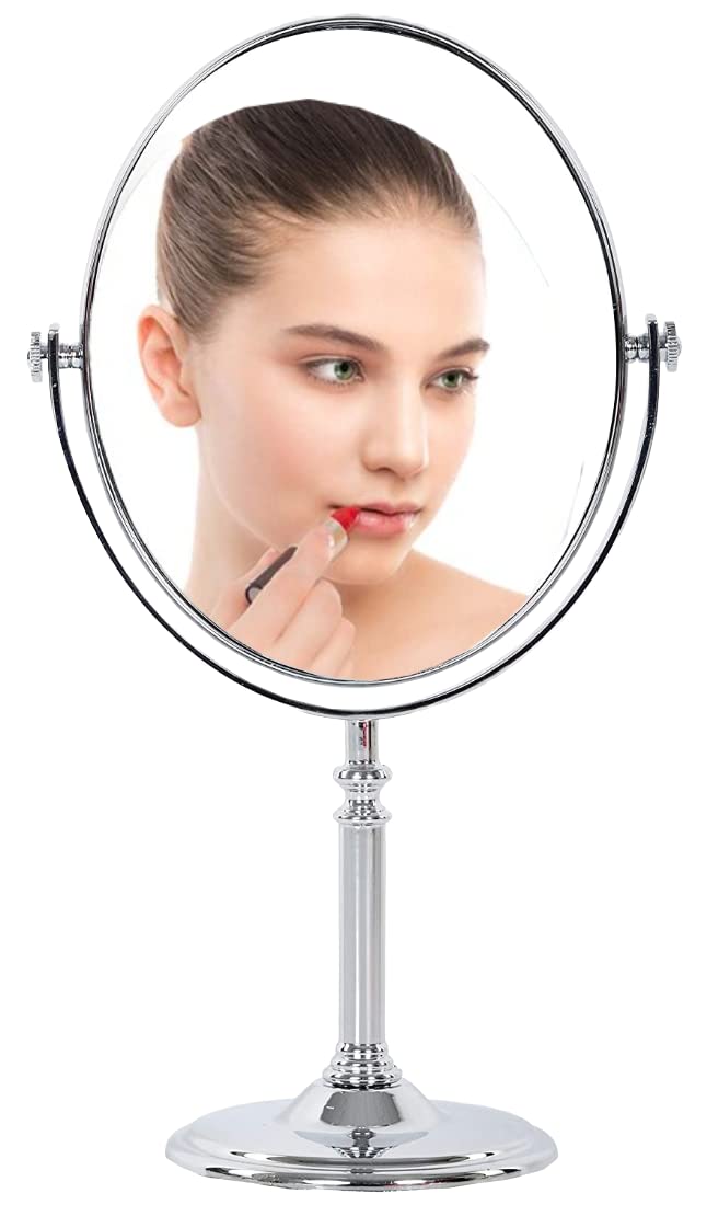 Double Sided Oval Makeup Mirror with Stand Tabletop Cosmetic Mirror for Dressing Table Bathroom Bedroom Beauty Care Rotating Vanity Mirror for Makeup Grooming and Shaving Use-image-7