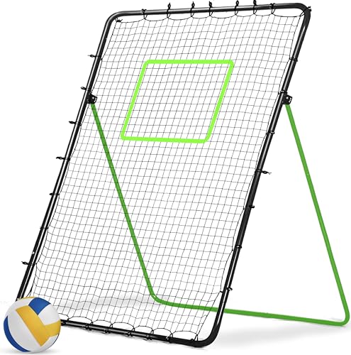 Vortex Volley 7x5 Feet Volleyball Rebounder Net, 5 Rebound Angles with Neon Target for Rebounder Volleyball Practice