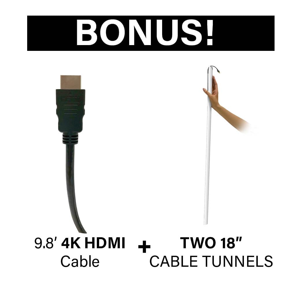 SANUS Vuepoint uchwyt do telewizora Full Motion z kablem HDMI 9,8' 4K i dwoma tunelami kablowymi 18"