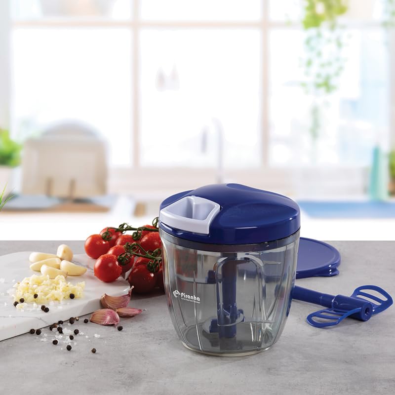 PIRANHAPull & Chop (JUMBO) Food Processor, Multi-Function Manual Food Processors & Hand Chopper/Mixer/Blender (9OOml)
