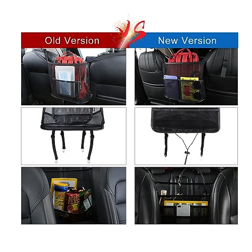 Cavalcade Car Net Pocket, Back Seat Mesh Organizer, Automotive Console Handbag Holder, Netting Pouch Storage Bag for Car, Barrier of Backseat Pet Kids, Black