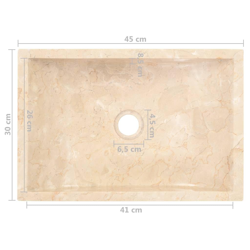 vidaXL Lavabo, Evier de Salle de Bain, Lave-Mains de Toilette Maison Intérieur, Vasque à Poser de Salle d'Eau Marbre Crème Brillant