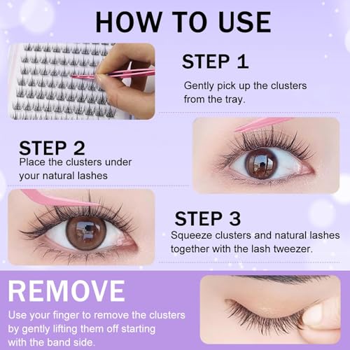 Image of 110PCS False Eyelashes, Self Adhesive Eyelashes, Wispy Handmade Fake Eyelashe, No Glue Needed Tweezers included (LMJ03-01)
