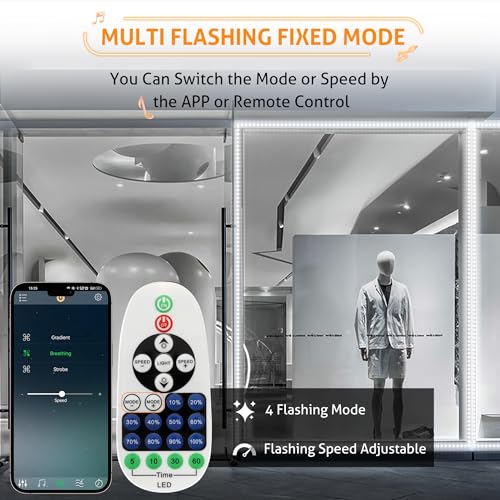 Wichemi 100Ft Storefront Led Light Bluetooth App Control Led Module For Signs Daylight White 6500K 1.32W 12V Dc 200Pcs 2835 Smd 3 Led Window Lights For Business Strip Light For Store Advertising Décor thumb #3