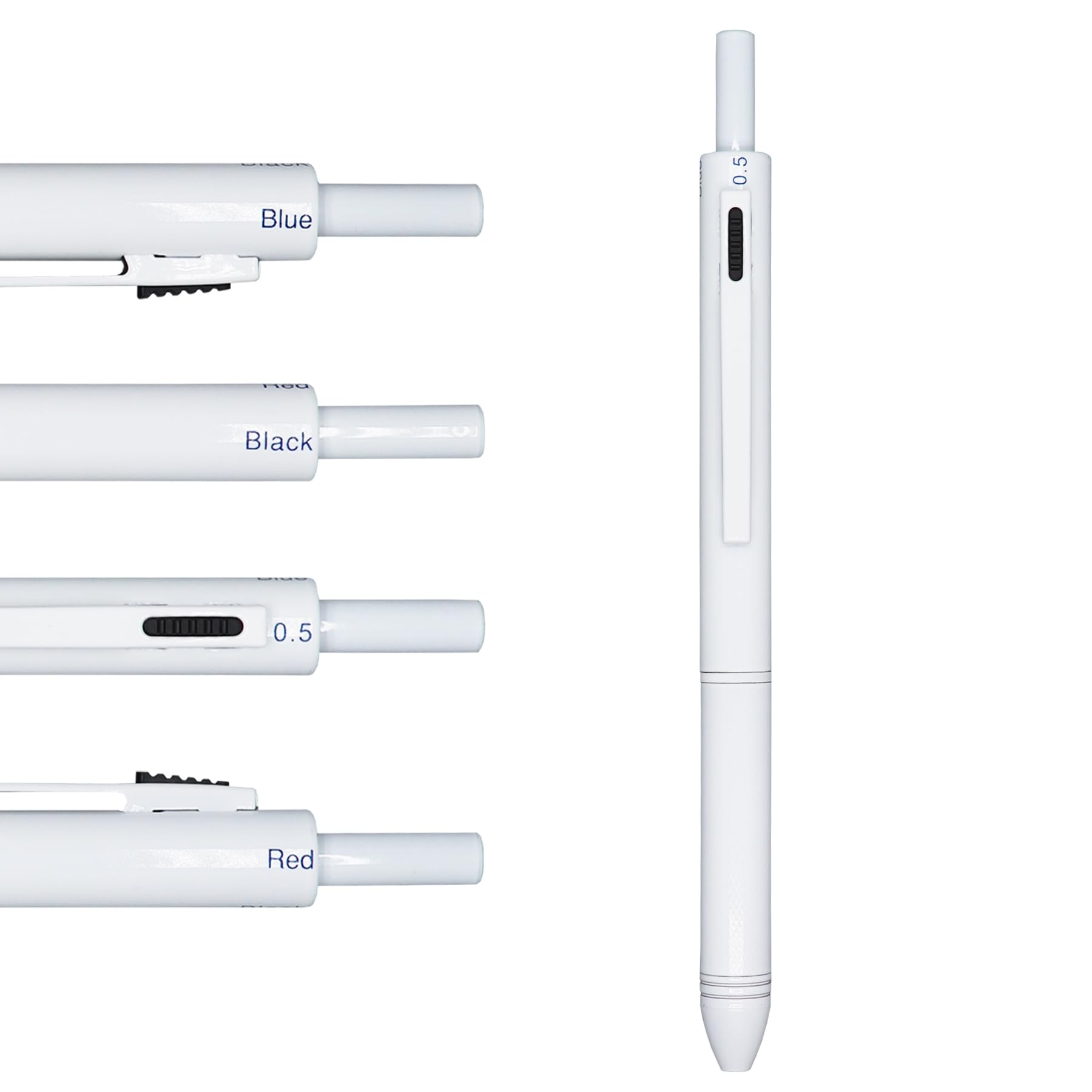 HeTaoCat 4-in-1 Multicolor Writing Set, 0.5mm Mechanical PencilMetal Cased Multifunction Pen (White)
