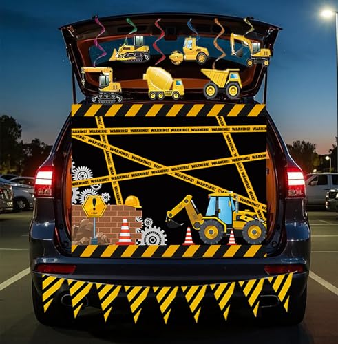 Halloween Trunk or Treat Car Decorations Kit Constructions Birthday Banner Background for Halloween Constructions Trunk Treat Decorations 3 PCS