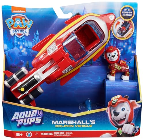 10. Bild von PAW PATROL PAW Patrol, Aqua Pups - Basis Fahrzeug Spielzeugauto im Delfin-Design mit Marshall Welpenfigur, Spielzeug geeignet für Kinder ab 3 Jahren