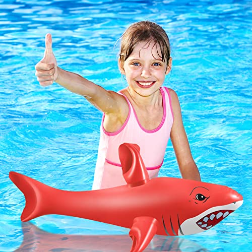 12 Pcs Summer Inflatable Shark 23.6'' Long Inflatable Animals Shark Pvc Blow Up Shark Toys Shark Party Decorations For Fun Water Beach Swimming Pool Ride Kids Adults Sea Birthday (Blue, Red, Gray) #TOP5