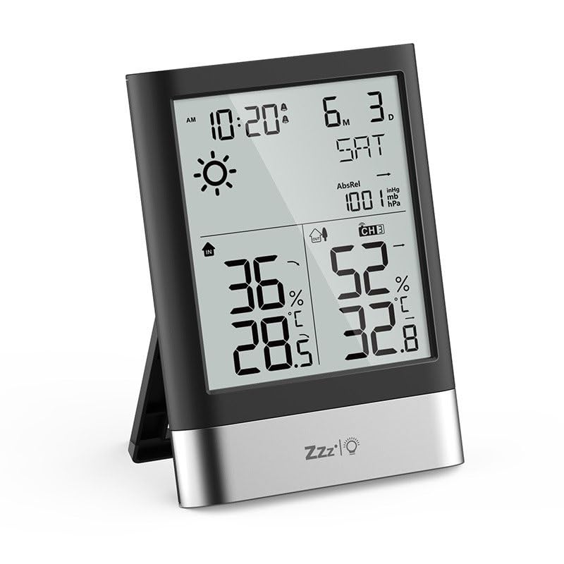 ABS Multifunctional The Thermometer Hygrometer with an Outdoor Unit Weather Clock
