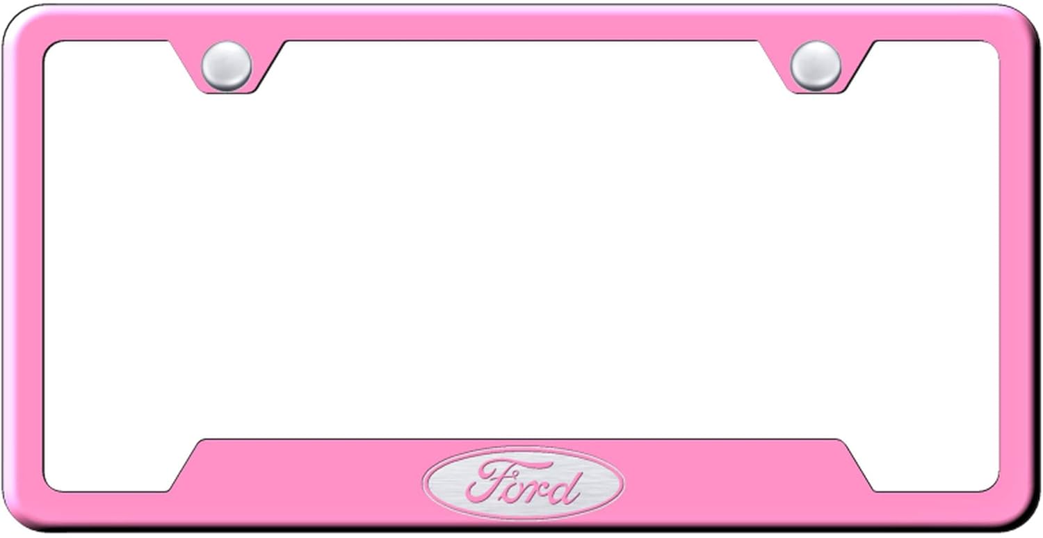 Au-TOMOTIVE GOLD Laser Etched Logo Cut-Out License Plate Frame for Ford (Black)