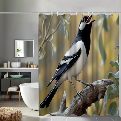 Rideau salle de bain 180x200 cm imperméable en polyester pie bavarde