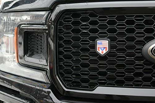 Image of USA Black flag car truck black Shield Grill Badge black grille mount emblem 2.6 inch x 3.1 inch