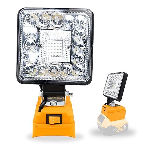 TEETOK LED Work Light for DEWALT 20V MAX Battery, 48W 3800LM LED Flood Light with Low Voltage Protection, for Garage Working, Outdoors, Emergencies and Job Site Lighting(Battery not Included)