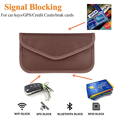 Image of Faraday Bag for Phones (2 Pack, Large) - RFID Blocking Pouch Cage Case, Key Fob Protector, Signal Blocking for Cell Phone Privacy Protection, Car Key FOB, RFID Card Protector (Brown)