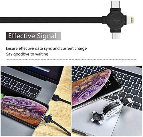 Retractable Multi Fast Charger Cable 3A, Multi Charging Cable [1M] 3-in-1 USB Cable with Phone/Type C/Micro USB Connector for All Phones/Tablets/Android Galaxy s20/s10/s9/S8/A6/Huawei/LG/PS4