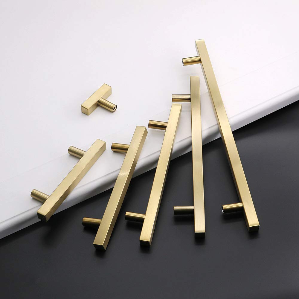 10 Pack Brushed Gold Drawer Pulls - 76mm Hole Center, Stainless Steel Cabinet Handles For Kitchen, Dresser, Modern Furniture - View #2