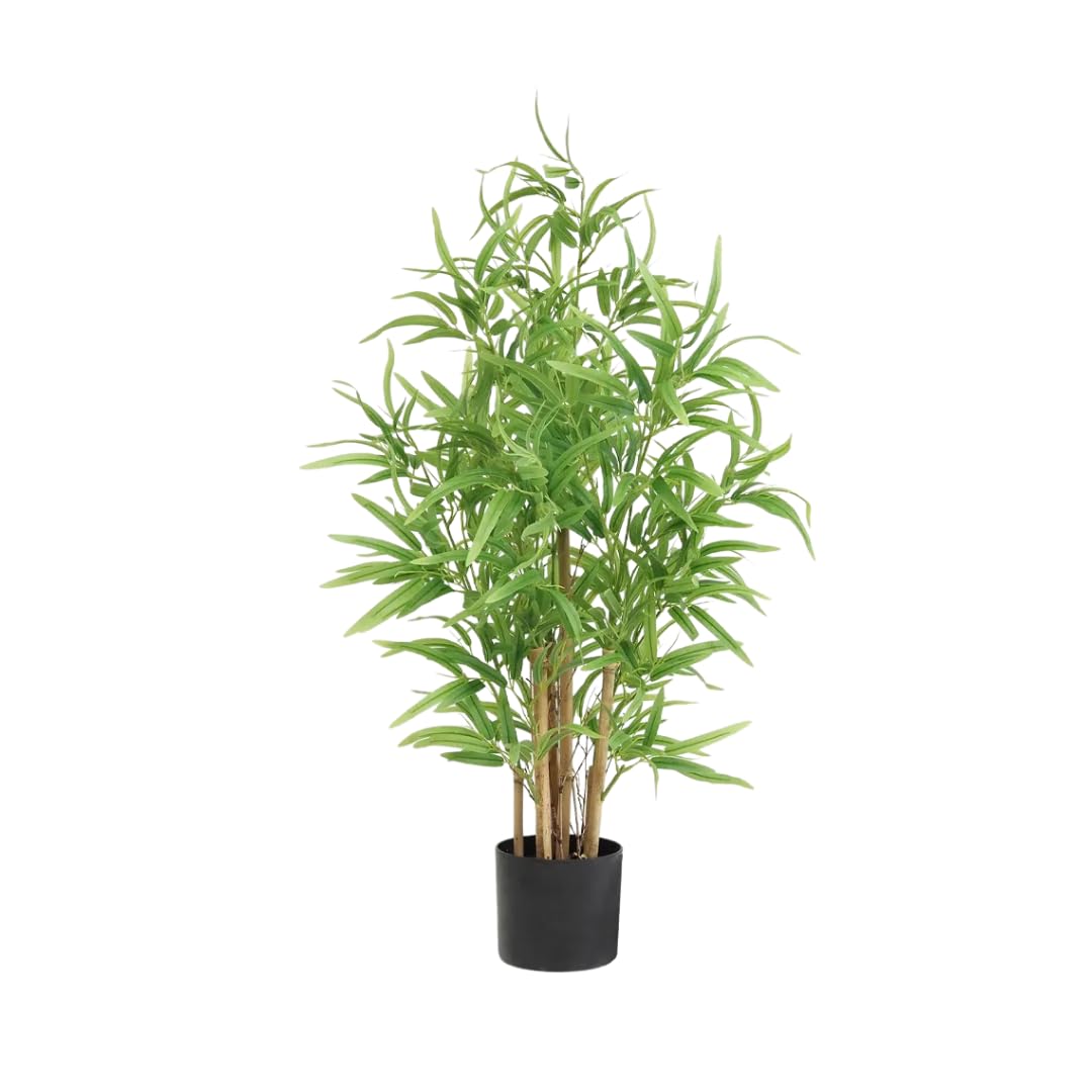 Bambou Artificiel 90cm Plante Artificielle Pot Plastique Noir Interieur Decoration Maison