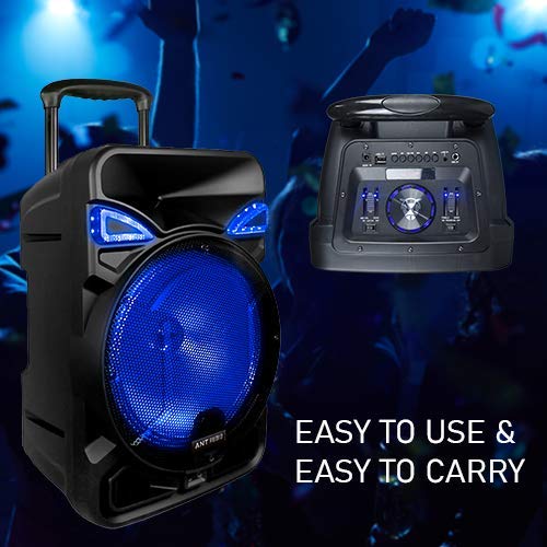 Image of Ant Audio Rock 900 Trolley Party Speaker with Karaoke with FM Radio, Micro SD Card, USB, Wired & Wireless Mic, LED Lights & 12inch (30.48 cm) Subwoofer - 90 watt