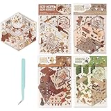 4 Sets DIY 3D House Stickers, 2025 DIY 3D House Fun Stickers Scene Fun Stacking Scene Make Your Own Supermarket for Adult Kids Relief Stress Pass The Time