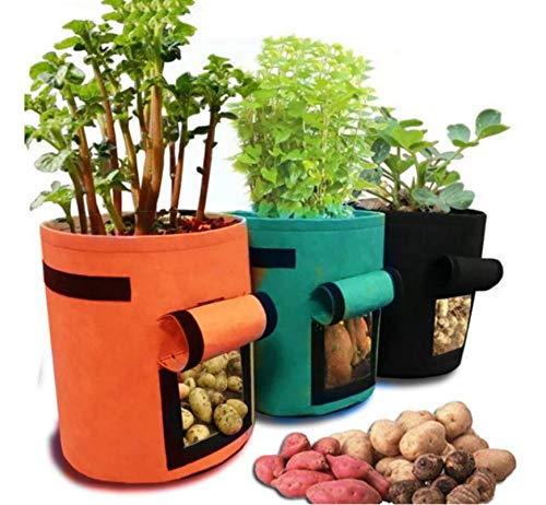 3PCS Garden Planting Bag, 10 Gallon Potato Growing, Non Woven Planting Bags, Potato / Potato / Carrot / Tomato Planting Bags (3 Pack)