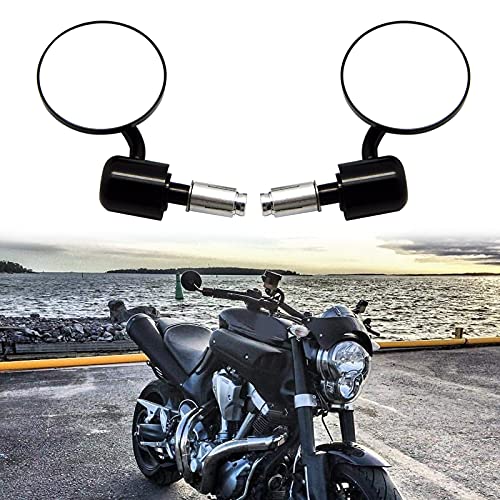 Image of Motorcycle Side Mirrors Round 7 /8 inch Handle Bar End Compatible With Street Bike Cafe Racer Sports bikes Chopper Cruiser Sport FZ8 FZ-07 09