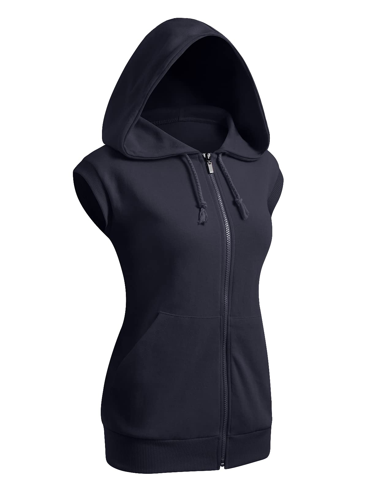 CLOVERYWomen's Sleeveless Hoodies Basic Hoodie Zip Up