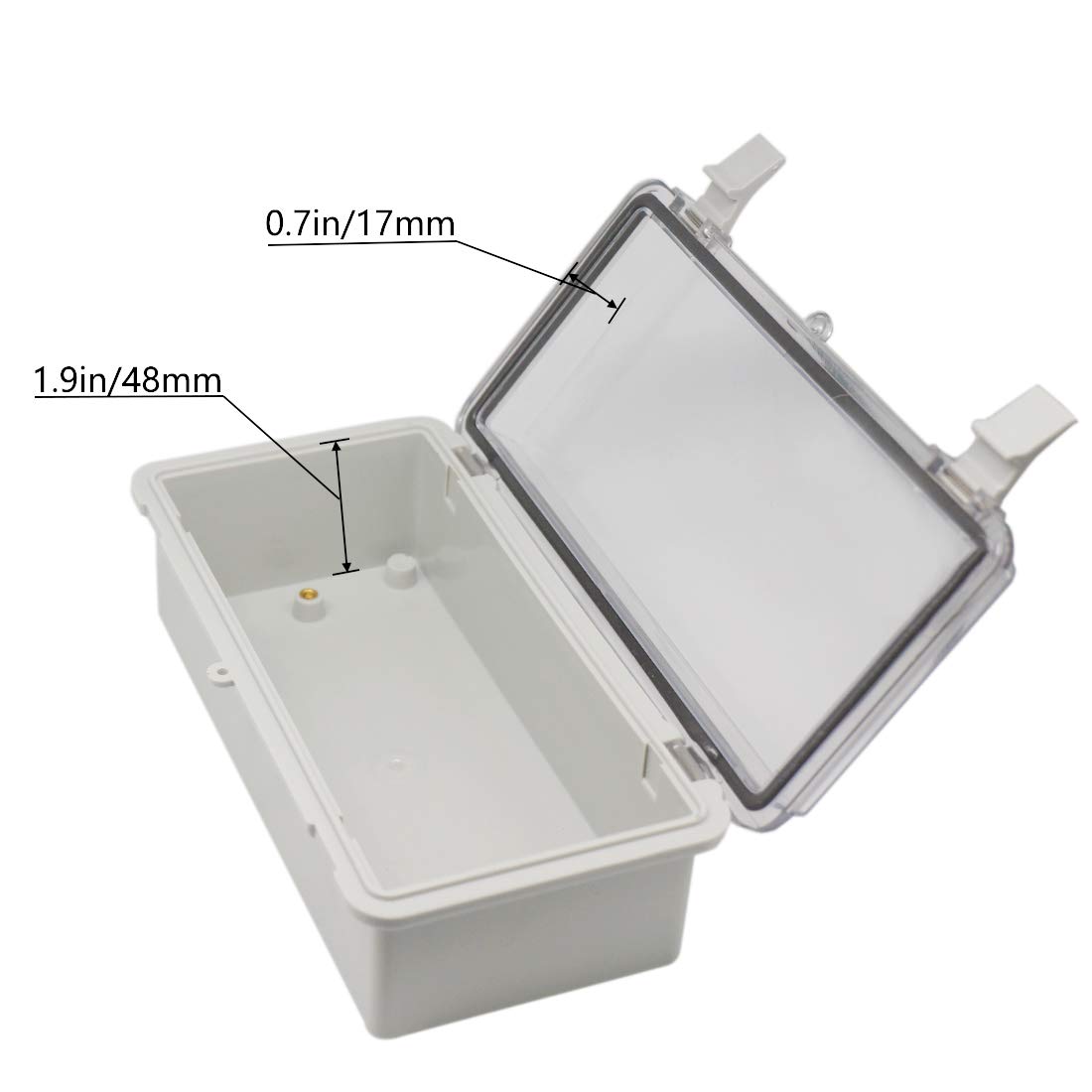 Zulkit Junction Box ABS Plastic Dustproof Waterproof IP65 Electrical Boxes Hinged Shell Outdoor Universal Project Enclosure Clear Cover with 2 Cable Glands 7.9 x 3.9 x 2.8 inch (200x100x70mm) — Amazon image 4