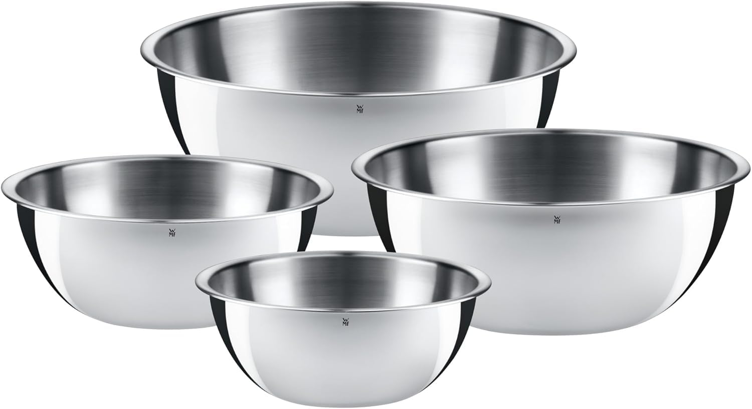 WMF Gourmet Schüsselset 4-teilig, für die Küche 0,75l-2,75l & Touch Messerset 2-teilig, Küchenmesser mit Schutzhülle, Spezialklingenstahl antihaftbeschichtet, scharf, Kochmesser, Gemüsemesser, schwarz