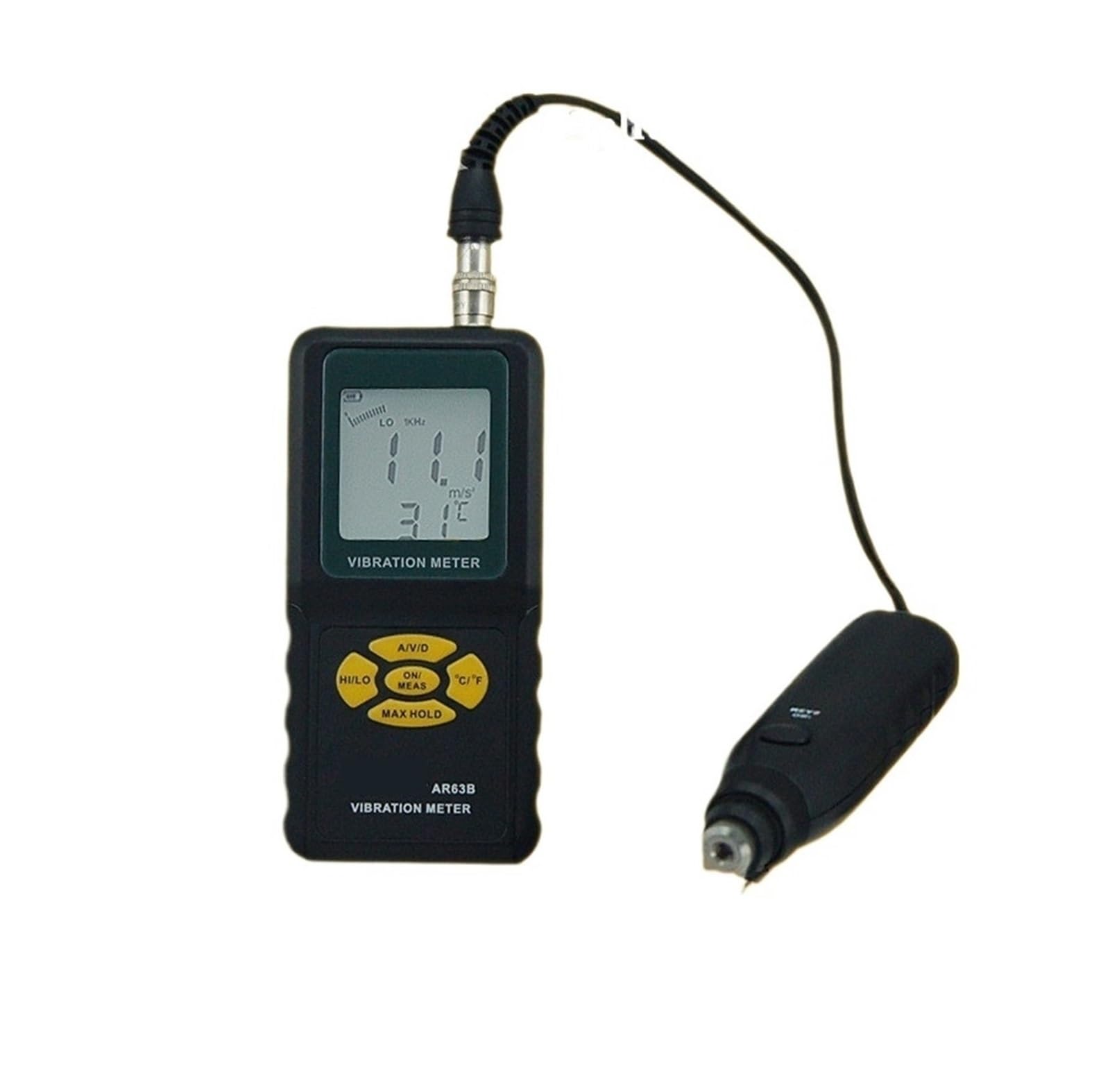 Gqnblvhzupdm One Color Vibration Tester Ar63b Vibration Meter Digital Precision Tester Analyzer Vibrometer Velocity Acceleration Displacement Measurement