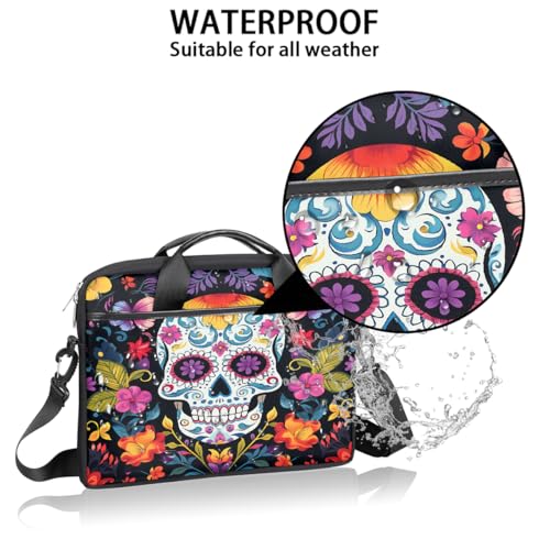 Colorful Flower Sugar Skull Maletín para Laptop 15" miniatura 3