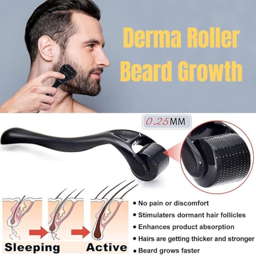Beard Growth Kit With Derma Roller & Natural Ingredients Serum - Rapid Growth & Thickening - Grooming Kit For Men - Gifts For Dad - Image 5