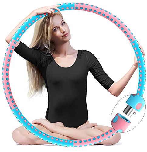 Exercise Hoop for Adults, Weighted Stainless Steel Workout Hoops with Thicker Soft Foam , Professional Exercise Hoops for Weight Loss ,Fitness (B. Pink&Blue)