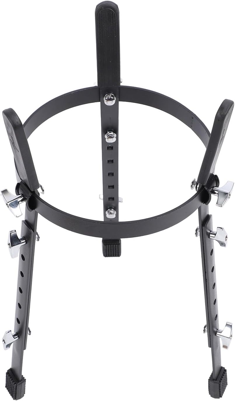 Shaped Conga Drum Stand Black Iron Height Adjustable 52.5-68cm Stable Rubber Padded Legs Anti Slip Support for Performance Practice Percussion