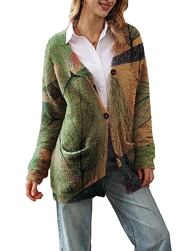 Yesno Cardigan Sweaters For Women Open Front Sweater Graphic V Neck Long Sleeve Button Down Loose Outwear Knit Tops With Cute Pockets L S01Typ3 Cr105 #TOP4