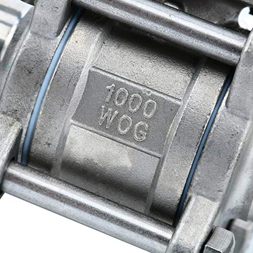Homend Stainless Steel 304 1" Sanitary Ball Valve Fits 1.5" Tri-Clamp Clover, PTFE Lined, Two Way & Three Piece (1 Inch Tube OD Quick Clamp) - Thumbnail 5